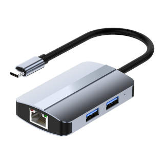 KERZY Adapter Type C To RJ45+USB 3.0+USB 2.0+SD/TF Docking Stations B13GY 5 in 1