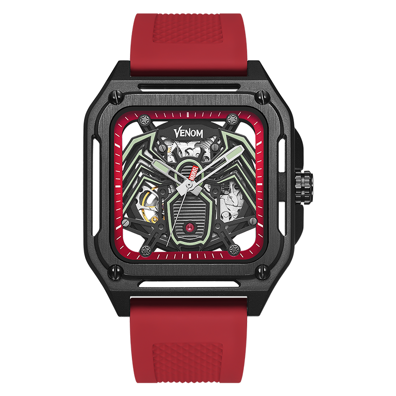 MARVEL MARVEL Hero Collection High School Students' Watch For Men Cut Out Square Automatic Mechanical Movement Silicone Strap