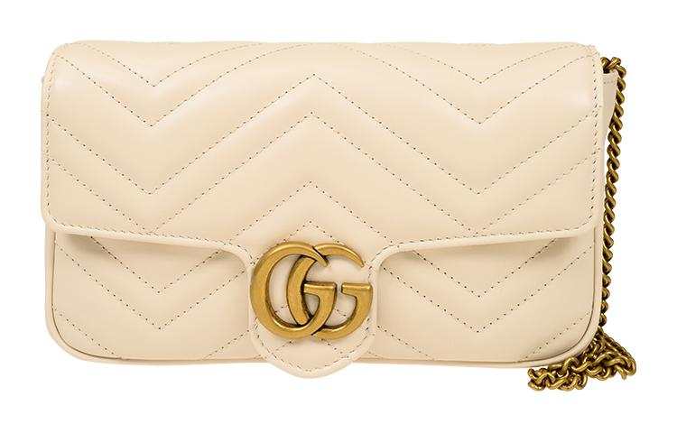 GUCCI GG Marmont Leather 2 in 1 Combo Bag Shoulder Bag, Crossbody Bag Small Women's White/Black