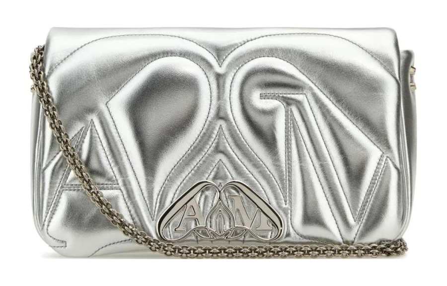 Alexander McQueen Leather Crossbody Bag, Shoulder Bag Small Women's Silver