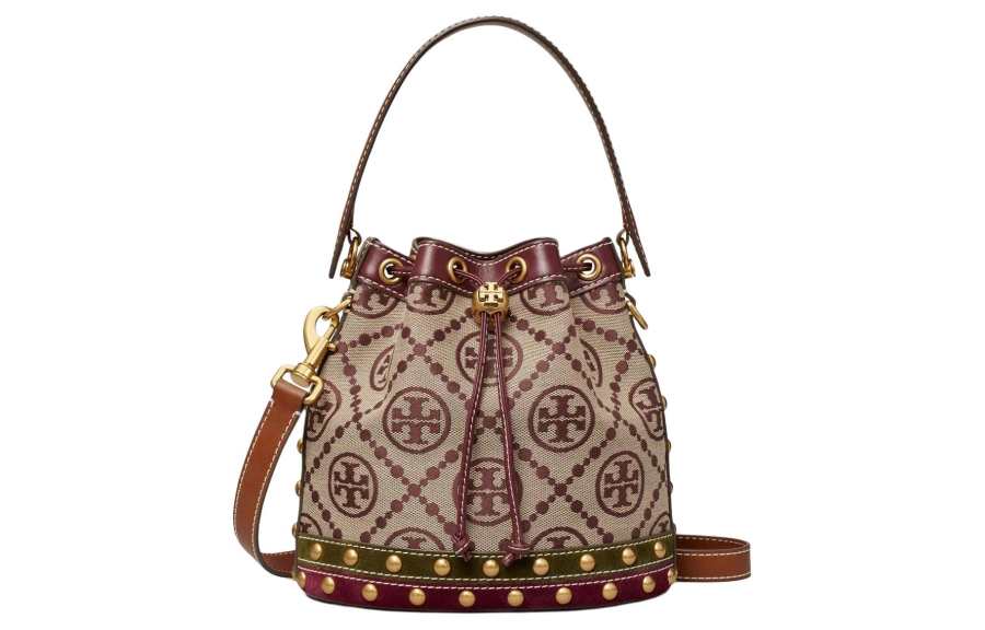 TORY BURCH T Monogram Leather Shoulder Bag, Crossbody Bag, Handbag Women's Umber