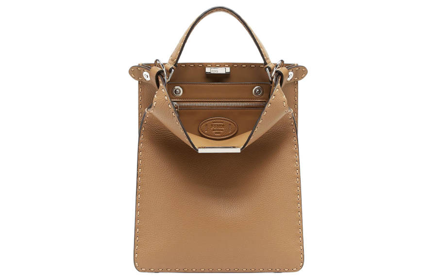 FENDI Peekaboo ISeeU Leather Shoulder Bag, Crossbody Bag, Handbag Small Men's Beige