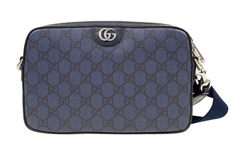 GUCCI Ophidia Canvas With Leather Trim Crossbody Bag, Shoulder Bag Men's Blue & Black