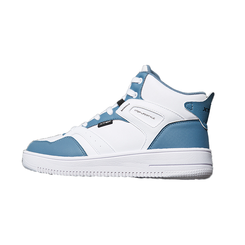 XTEP Slip Resistant Cushioning Slip Resistant Cushioning High top Skateboard Shoes Men's White Blue