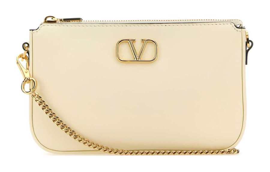 Valentino Cow Leather Crossbody Bag, Shoulder Bag Mini Women's Ivory White