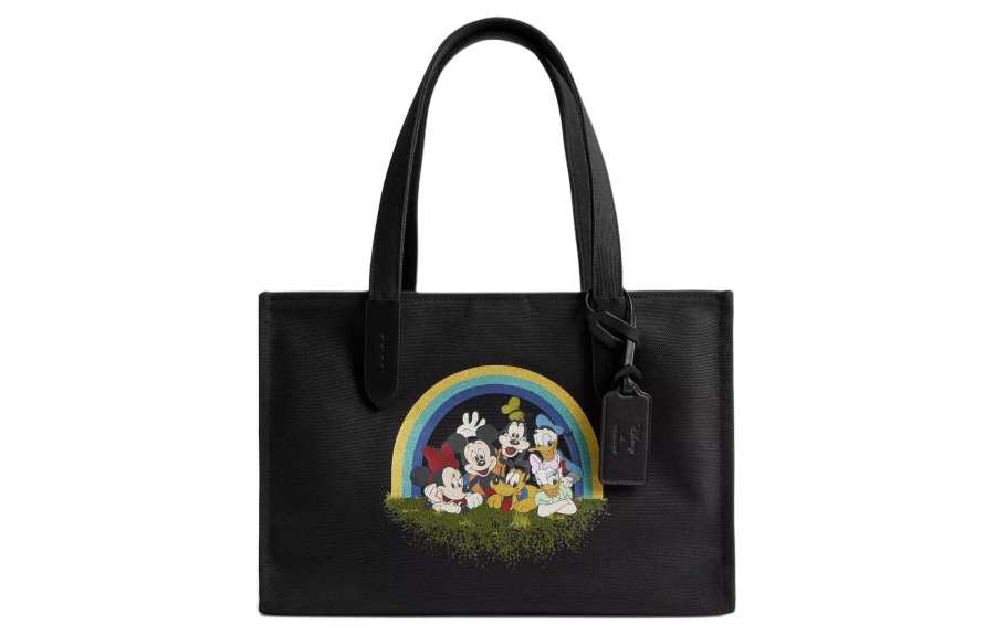 COACH Disney Canvas With Leather Tote Bag, Shopping Bag, Handbag Large Women's Black