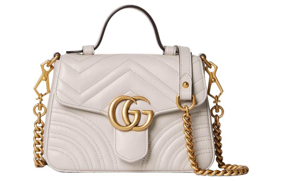 GUCCI GG Marmont Leather Messenger Bag, Shoulder Bag, Crossbody Bag, Handbag Mini Women's Light Beige