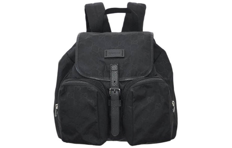 GUCCI GUCCI Nylon With Leather Backpack Medium Unisex Black