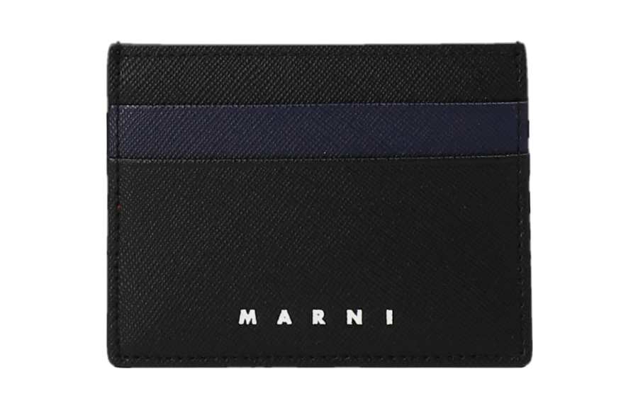 MARNI Grain Leather Card Holder Card Holder Men's Black