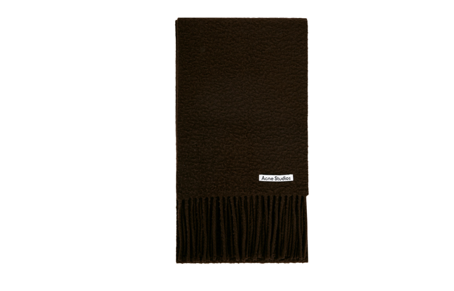 Acne Studios Acne Studios Logo Detailed Fringed Edge Scarf