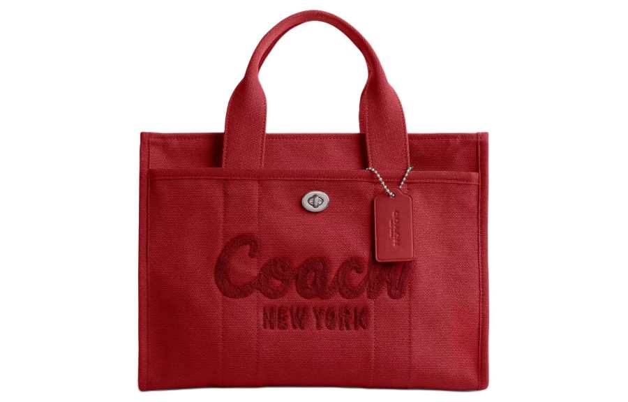 COACH Cargo Fabric Tote Handbag Large Women's Red