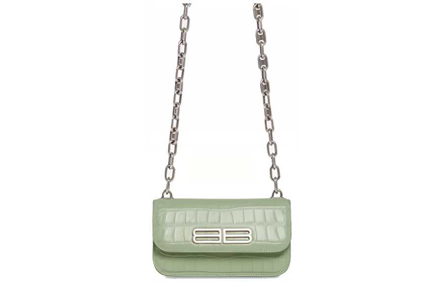 Balenciaga Cow Leather Shoulder Bag, Crossbody Bag Mini Women's Light Green