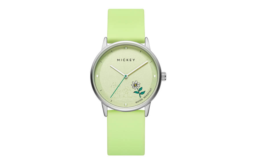 Disney Mickey Series Quartz Movement Silicone Strap Watch Women's Watch Green Dial
