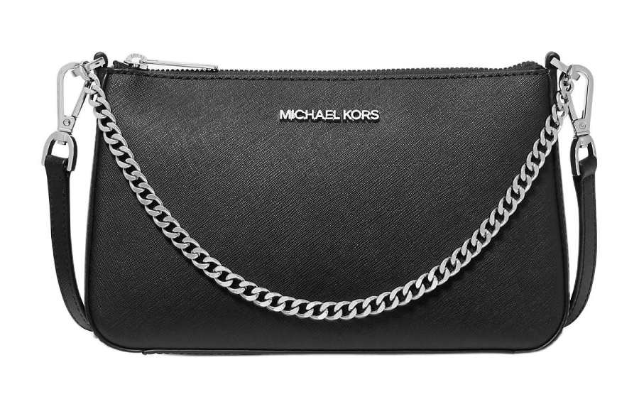 MICHAEL KORS Jet Set Saffiano Leather Shoulder Bag, Crossbody Bag Medium Women's Black
