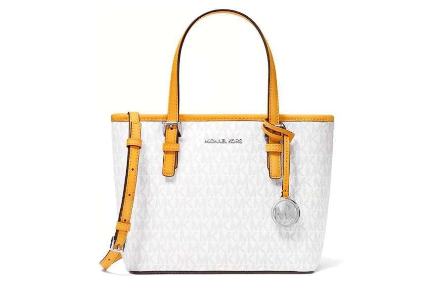 MICHAEL KORS Jet Set Travel Leather Basket Bag, Tote Bag, Shopping Bag, Handbag, Shoulder Bag, Crossbody Bag Mini