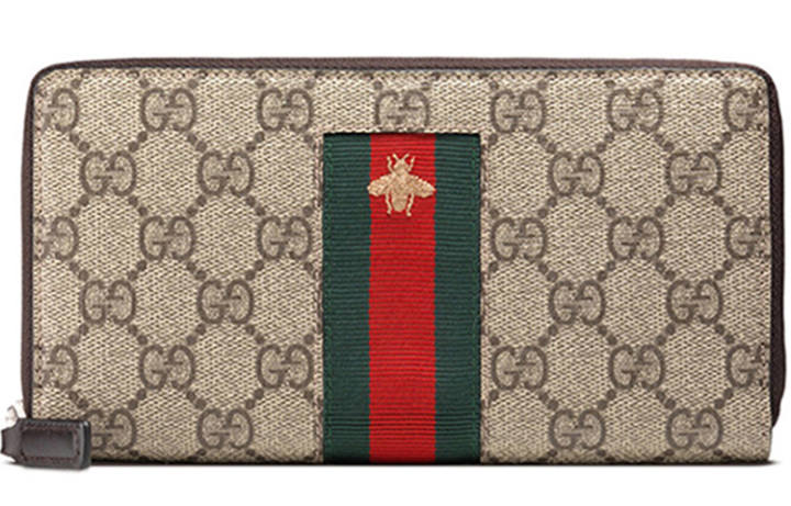 GUCCI GUCCI Canvas With Leather Wallet Men's Beige/Ebony