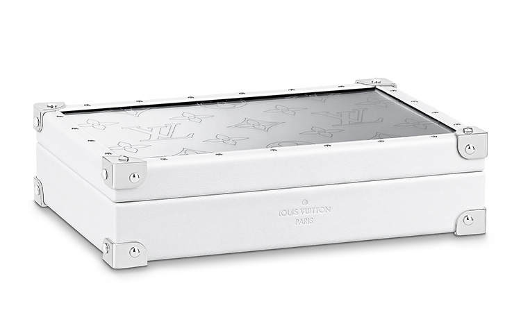 LOUIS VUITTON Leather Jewelry Box Hard Case Women's Silver