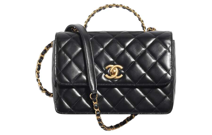 CHANEL Bright Calfskin Shoulder Bag, Crossbody Bag, Handbag Small Women's Black