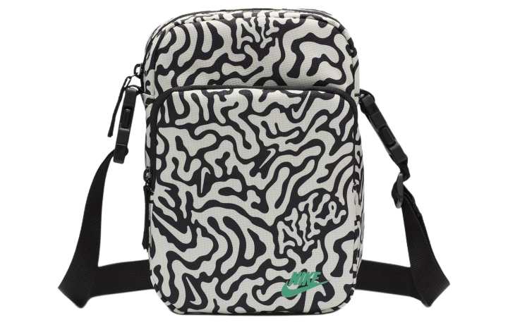 Nike Nike Heritage Recycled Polyester Shoulder Bag, Crossbody Bag Men's Black & Coconut Milk & Stadium Green