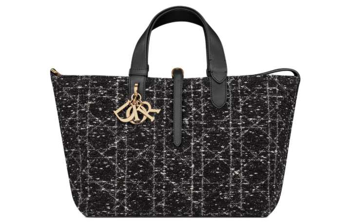DIOR DIOR Toujours Tweed Embroidery Handbag, Shoulder Bag Medium Women's Black