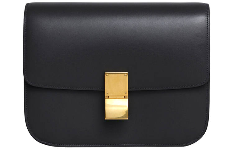 CELINE Classic Bo Leather Tofu Bag, Square Bag, Shoulder Bag, Crossbody Bag Medium Women's Black