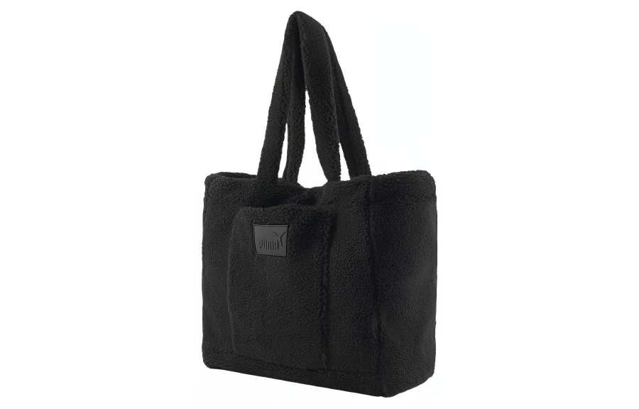 PUMA Plush Fabric Tote Bag, Shopping Bag, Shoulder Bag, Handbag Women's Black