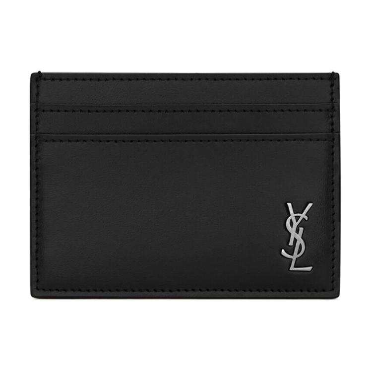 SAINT LAURENT Cassandre Cow Leather Wallet Card Holder Card Holder Men's Black