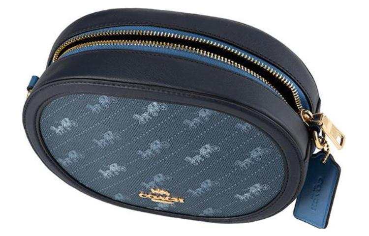 COACH Leather Round Camera Bag, Shoulder Bag, Crossbody Bag Small Women's Marine Blue