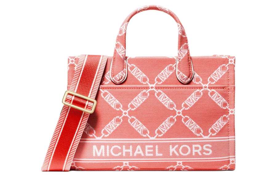 MICHAEL KORS Gigi Fabric Tote Bag, Shopping Bag, Shoulder Bag, Crossbody Bag, Handbag Small Women's Coral Red