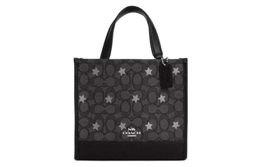 COACH Dempsey Leather Sheet Music Bag Tote Handbag Small Women's Gray & White Stars