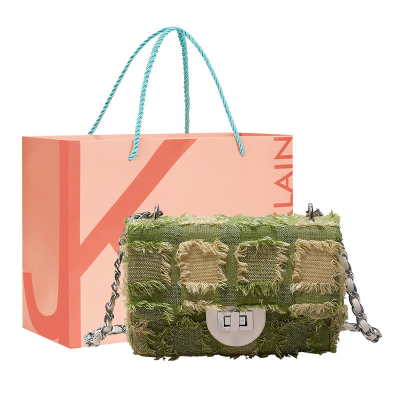 JANE KLAIN Canvas Bag, Small Square Bag, Crossbody Bag Regular Women's Green/Black
