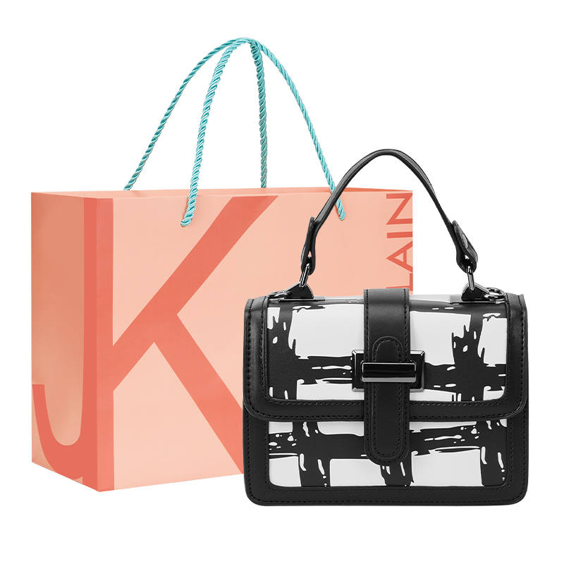 JANE KLAIN Pu Small Square Bag, Shoulder Bag, Crossbody Bag, Handbag Regular Women's Black White Plaid