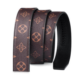 LAORENTOU Buttonless Head, Belt Cow Leather Automatic Buckle Men's Width 3.5cm Gift Box Set
