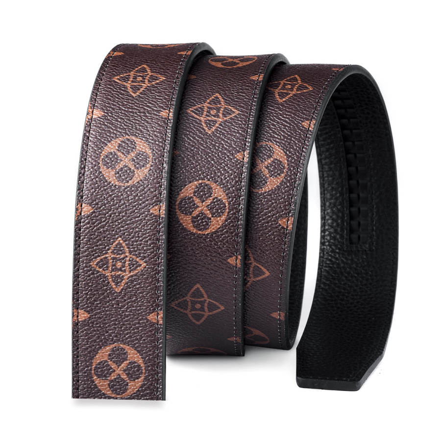 LAORENTOU LAORENTOU Buttonless Head, Belt Cow Leather Automatic Buckle Men's Width 3.5cm Gift Box Set