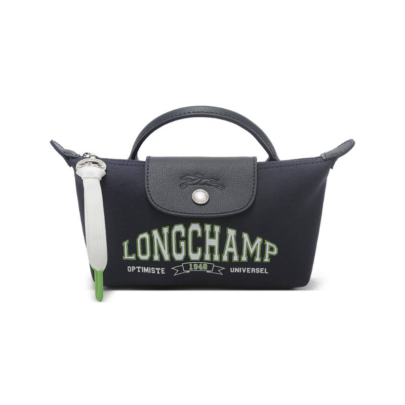 LONGCHAMP Fabric Cow Leather Dumpling Bag Handbag Women's Marine Blue