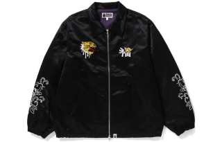 A BATHING APE Souvenir Embroidered Design Satin Jacket