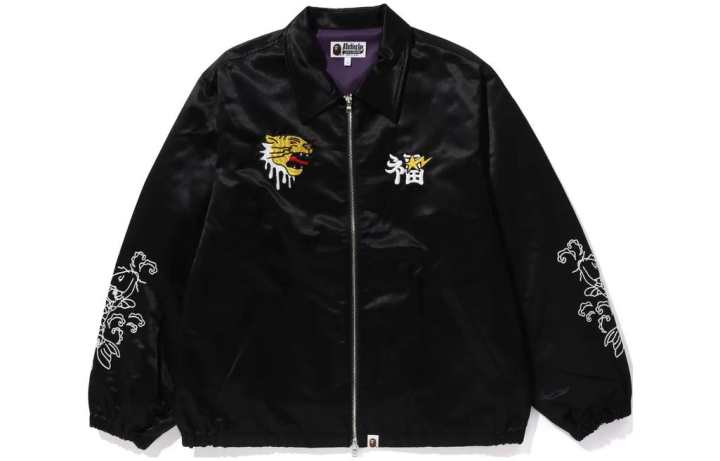 A BATHING APE A BATHING APE Souvenir Embroidered Design Satin Jacket