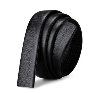 LAORENTOU Top Grain Cow Leather Buttonless Headband, Business Classic Grain Belt Automatic Buckle Belt Men's