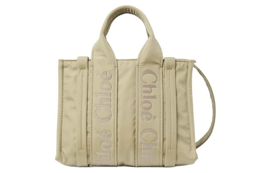 Chloé Chloe Woody Recycled Nylon Tote Bag, Shopping Bag, Shoulder Bag, Crossbody Bag, Handbag Small Women's Hot Sand