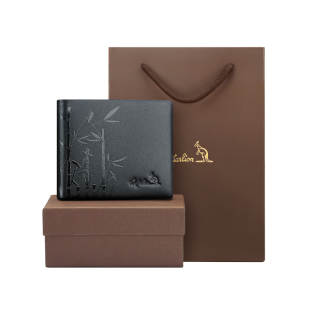 AUGTARLION Cow Leather Card Holder, Wallet Men's Black