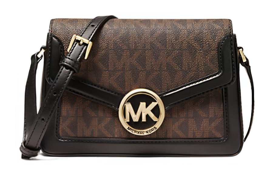 MICHAEL KORS Jessie Coated Canvas Crossbody Bag, Shoulder Bag Women's Brown/Black