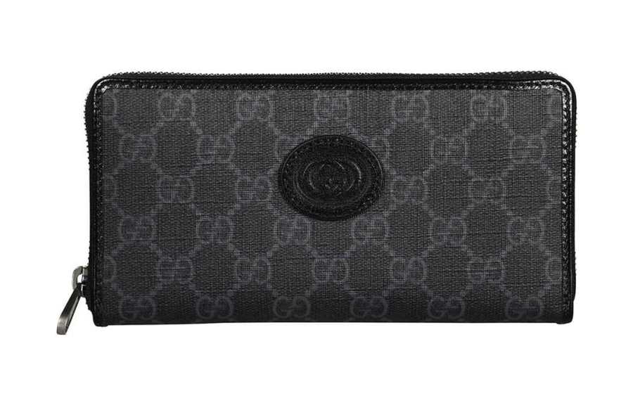 GUCCI Canvas With Leather Canvas Bag Wallet Unisex Black