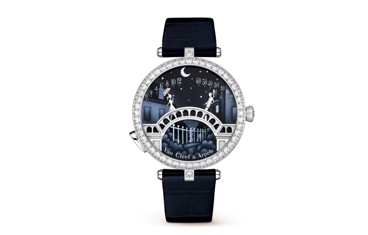 Van Cleef & Arpels Amoureux Automatic Mechanical Movement Unisex Watch Blue Dial 18K White Gold Case