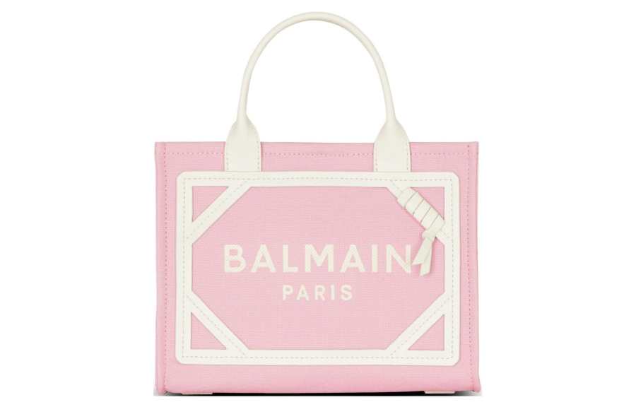 BALMAIN B ARMY Canvas With Leather Canvas Bag, Tote Bag, Shopping Bag, Handbag Small Women's Pink