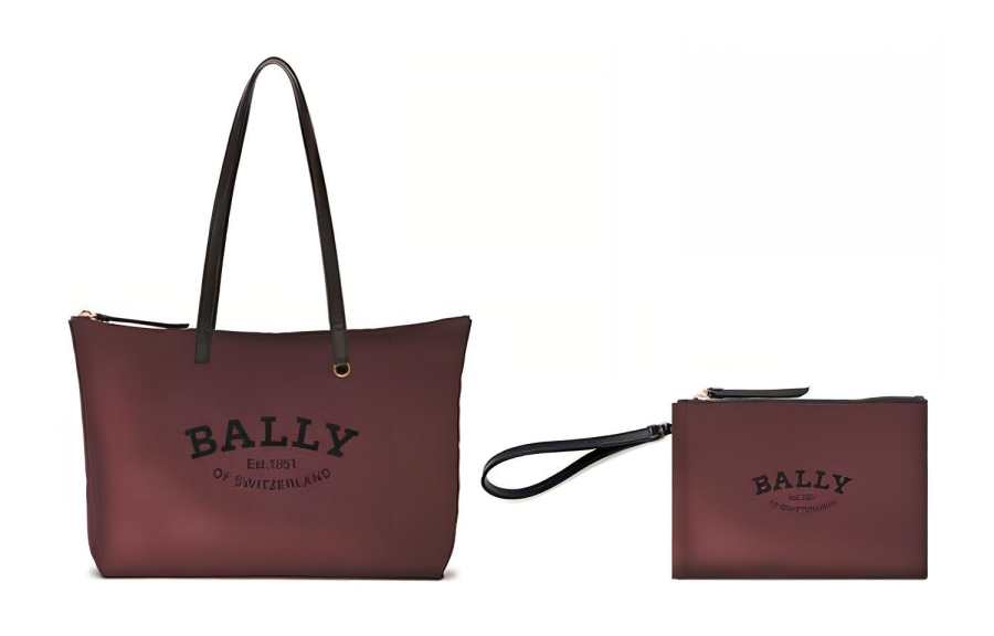 BALLY Nylon Combo Bag, Handbag, Shoulder Bag Women's Burgundy