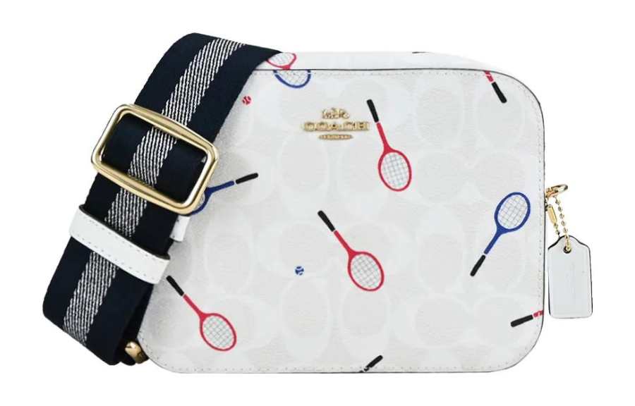 COACH Camera Leather Camera Bag, Shoulder Bag, Crossbody Bag Small Women's White