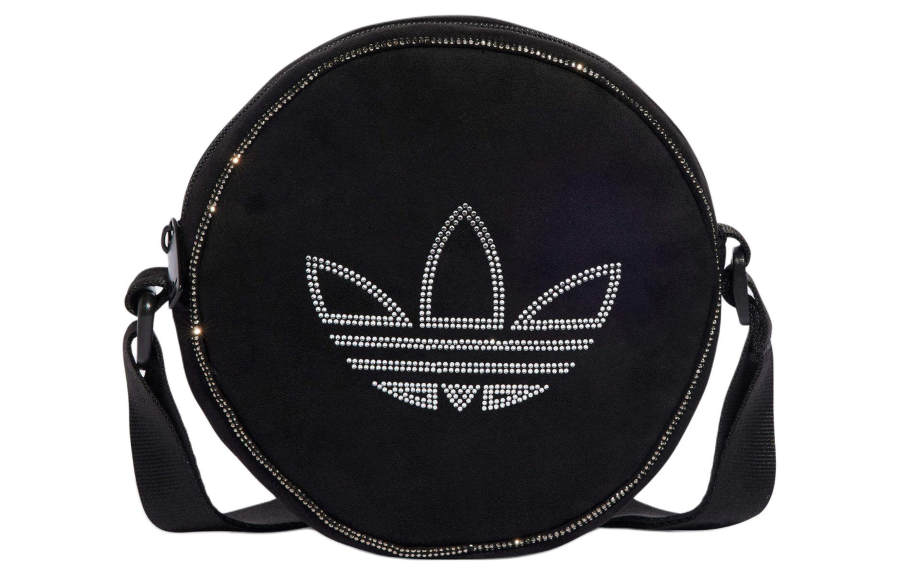 Adidas Originals Trefoil Eco Friendly Polyester Small Round Bag, Shoulder Bag, Crossbody Bag Regular Women's Black