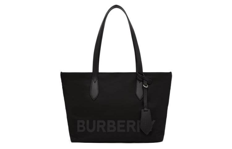 Burberry Calfskin Trim Tote Bag, Shopping Bag, Shoulder Bag, Handbag Small Women's Pure Black
