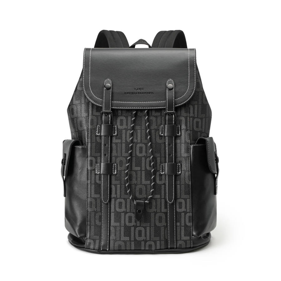 Slazenger Leather Backpack Unisex Black White Brown
