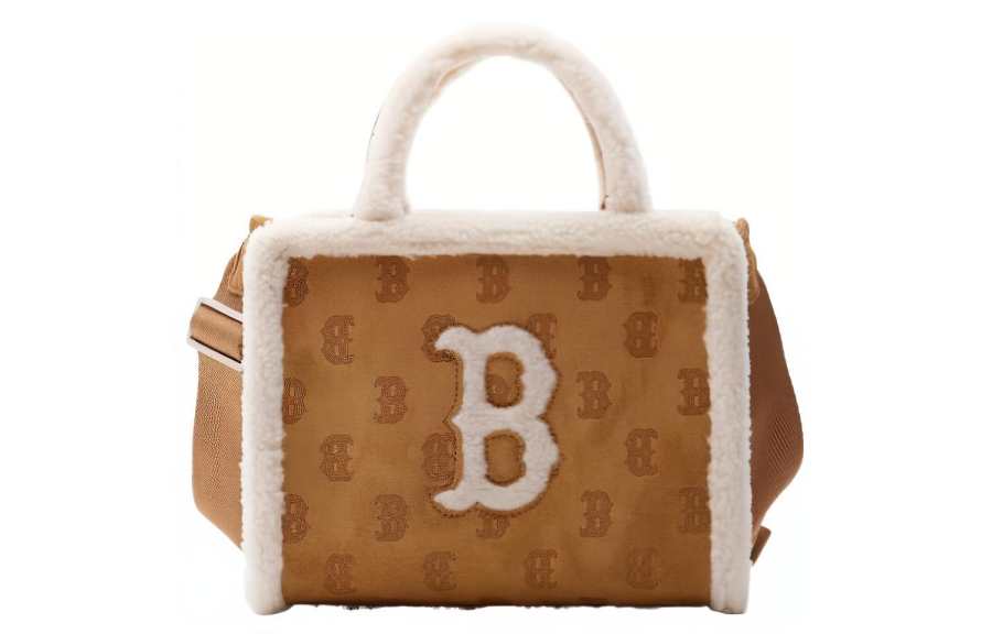 MLB Faux Sherpa Tote Bag, Shopping Bag, Handbag Regular Unisex Camel